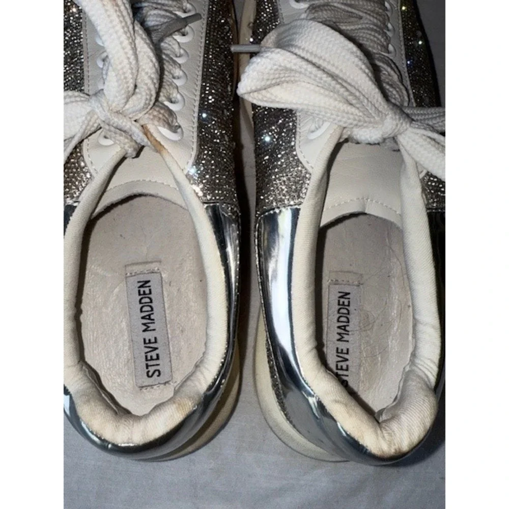 Steve Madden Glimmer-R Rhinestone Sneakers Platform Shoes Size 9M Sparkly - Picture 10 of 10